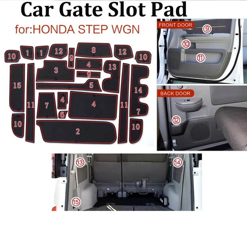 

24pcs/set Car Anti Non Slips Car Door Groove mats Car Gate slot mats Door Pad/Cup mat for HONDA STEP WGN car styling