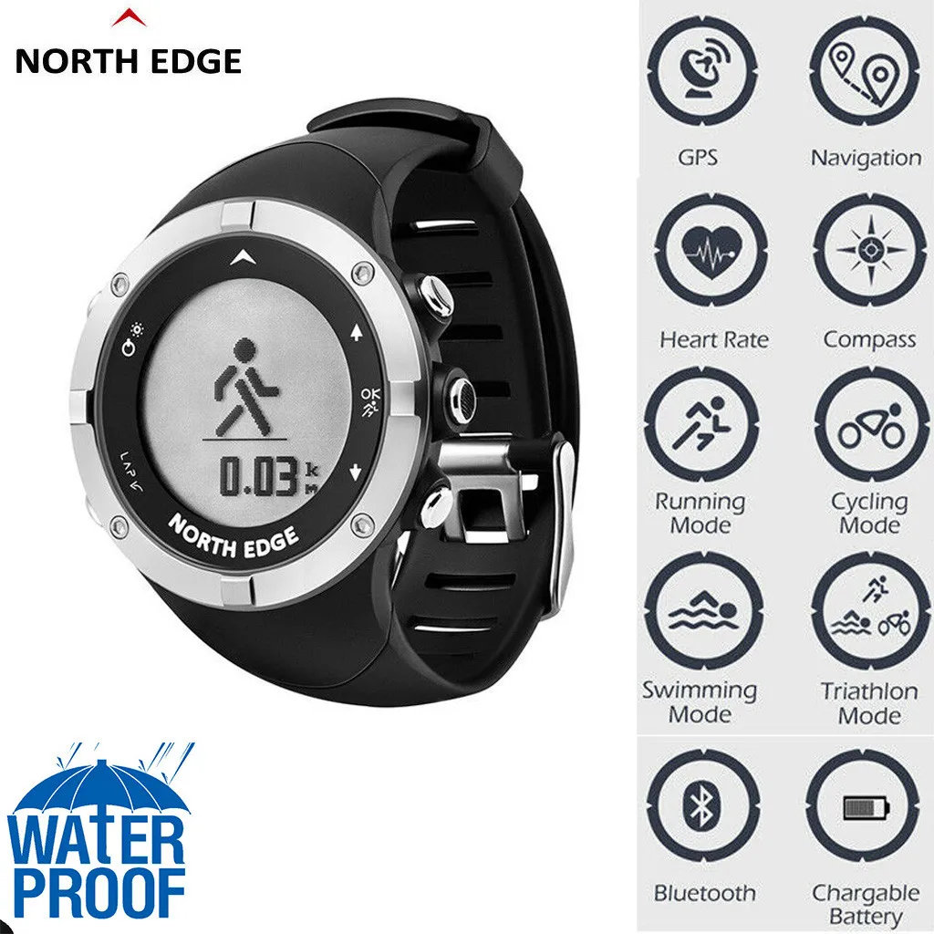 

2019 relogio masculino erkek kol saati NORTH EDGE Smart Sport Watch GPS Time Waterproof Outdoor Jogging Running Watch zegarek d