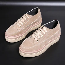 Moxxy/ г. Новые осенние женские туфли на плоской платформе Замшевые Кожаные Туфли женские повседневные Лоферы без застежки женская обувь, увеличивающая рост