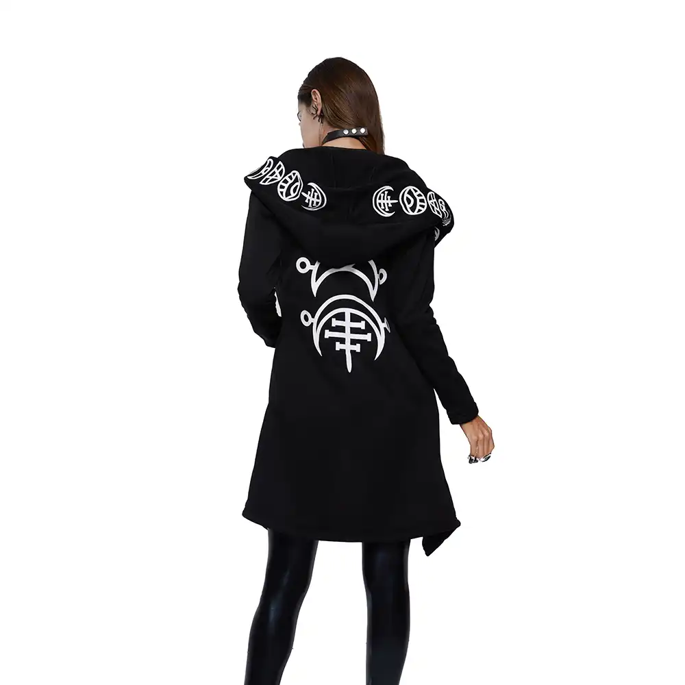 Hoodies Gothic Casual Cool Chic Black Plus Size Women Sweatshirts Loose Cotton Hooded Plain Print Female Punk Hoodies