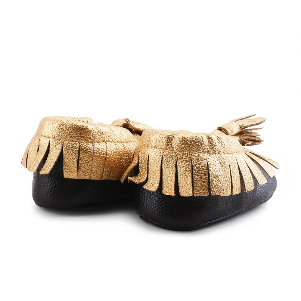 Super Cheap Price Tassel Style Baby Shoes  Shiny Gold PU Tassel Shoes Limited time sales