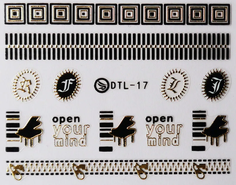 3D золото, лак для ногтей, наклейки для ногтей, декоративные наклейки для ногтей - Цвет: DTL017gold