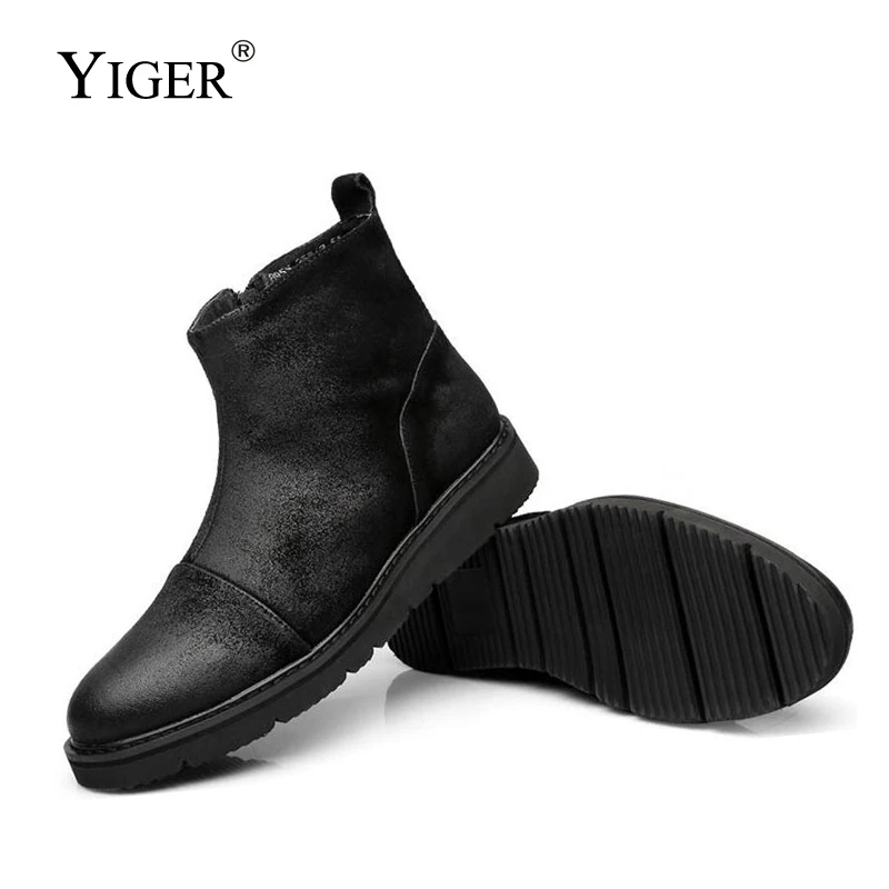 

YIGER NEW Men Ankle Boots Spring/Autumn Men Genuine Leather Cow Suede Boots Matte Leather Retro style Martin Men boots 0004