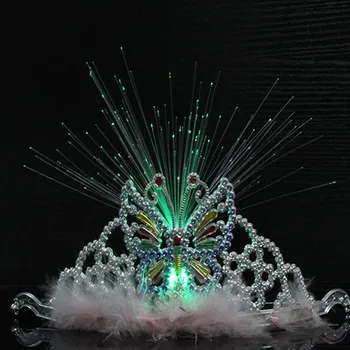 

Kids Girls LED Blinking Flashing Feather Fiber Crown Headband Headwear Wedding Glow Wedding Party Supplies