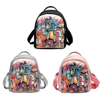 

Graffiti Printing PU Leather Women Backpacks School Teenage Girls Mini Rucksacks Shoulder bag girl women mini backpack