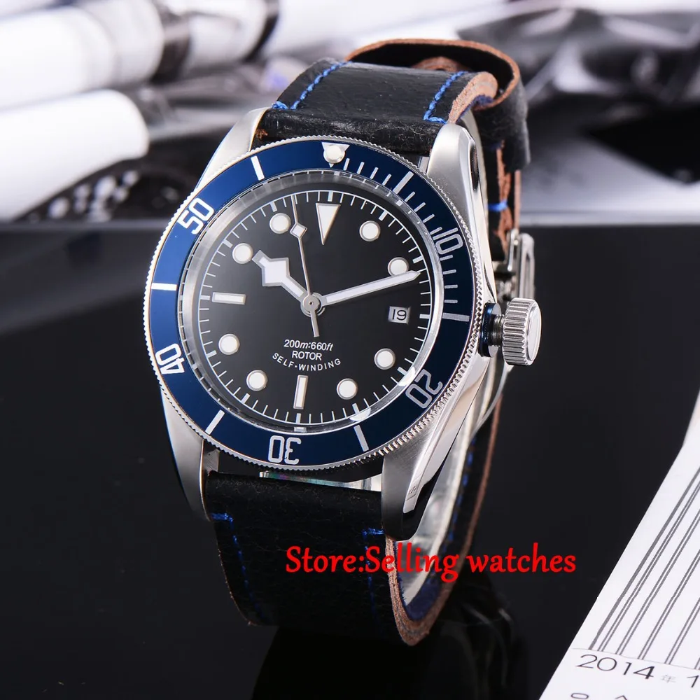

41mm corgeut black dial luminous Sapphire Glass Automatic mens diving Watch C02