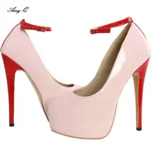 Amy. Q 2017 High Heels 14,5 cm Wasserdicht frauen schuhe Normalen größe Party Hochzeit Schuhe Partei Hochzeit Schuhe Knöchelriemen Plus größe