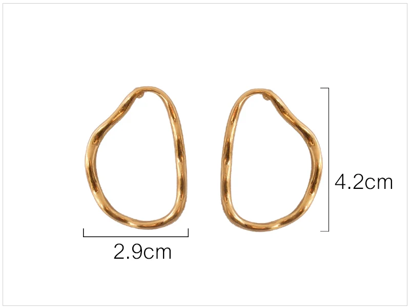 SRCOI простой: золото, серебро, цвет металла Геометрическая неправильная овальная Женская Сережка-гвоздик круг Европа серьга в стиле «минимализм» для женщин