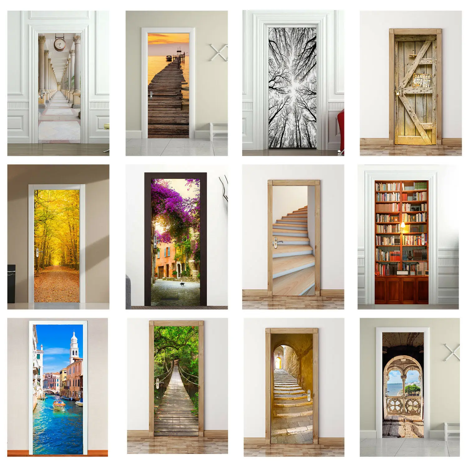 3D наклейка на дверь, наклейка на дверь, настенная наклейка, обои, плакат, самоклеющиеся ПВХ, съемный, водонепроницаемый, наклейка на дверь, домашний декор