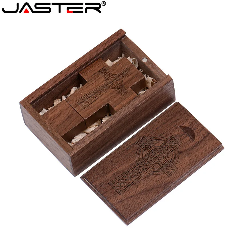 JASTER логотип клиента деревянный крест USB + коробка флэш накопитель карта памяти
