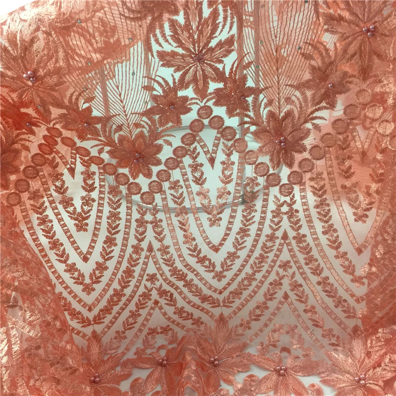 Цена бисерная французская кружевная ткань элегантная африканская Кружевная Ткань вечернее платье кружевная ткань с камнями BGW-45