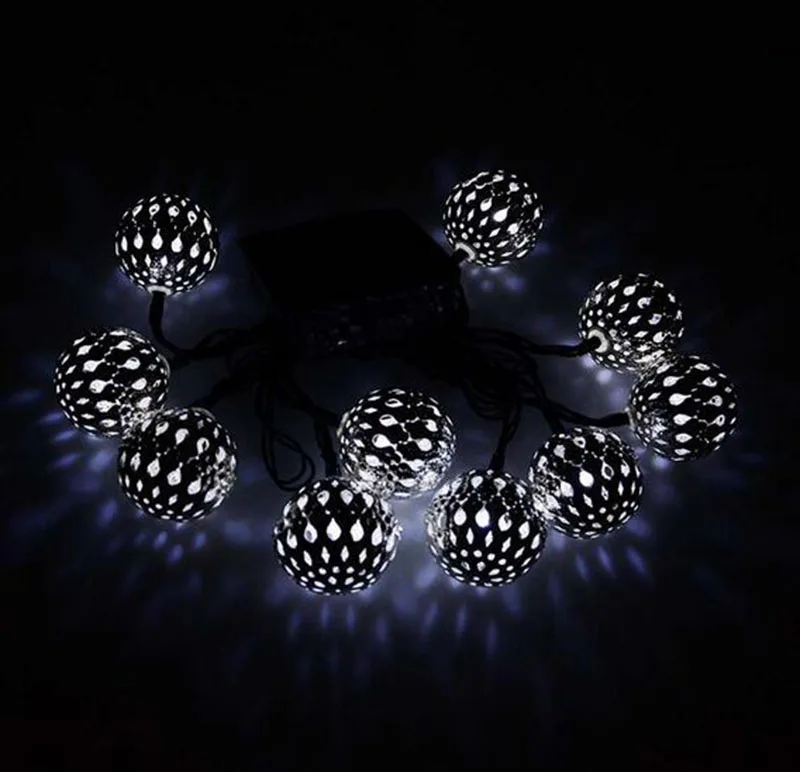 3.3M 20LEDs Solar Power LED String Light Morocco Ball Iron Bulb Lights Outdoor Christmas Holiday Party Decorative String Lamps (4)