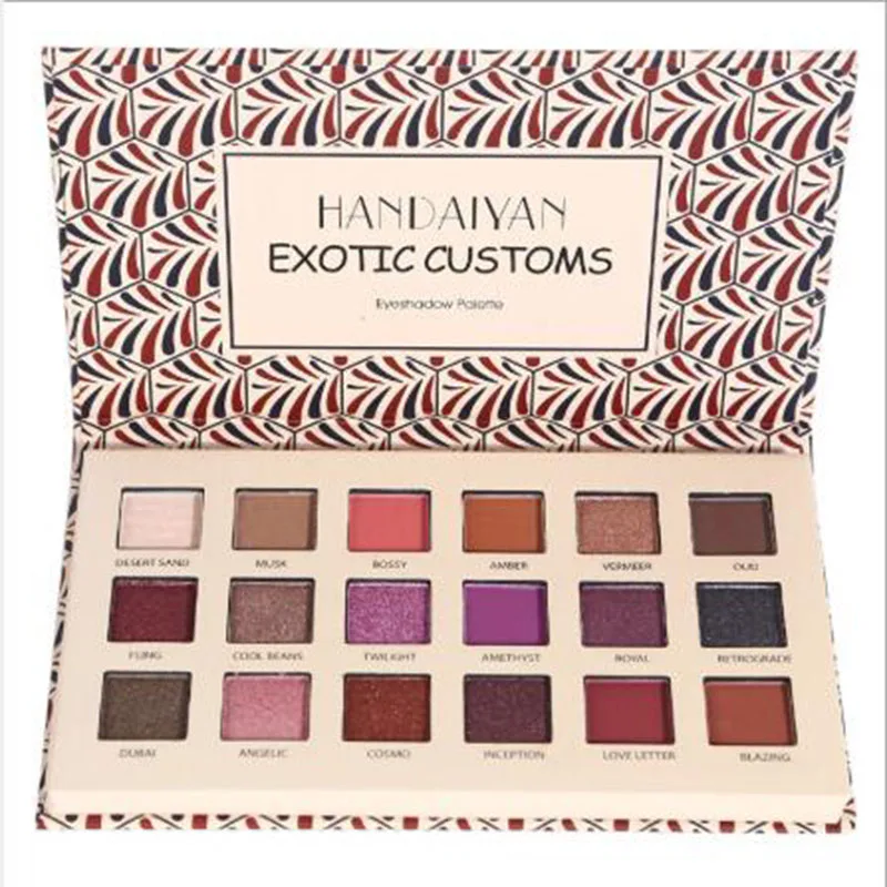 

HANDAIYAN 18 color eyeshadow dish Earth color pearly matte eye shadow plate Mermaid color makeup palette color waterproof