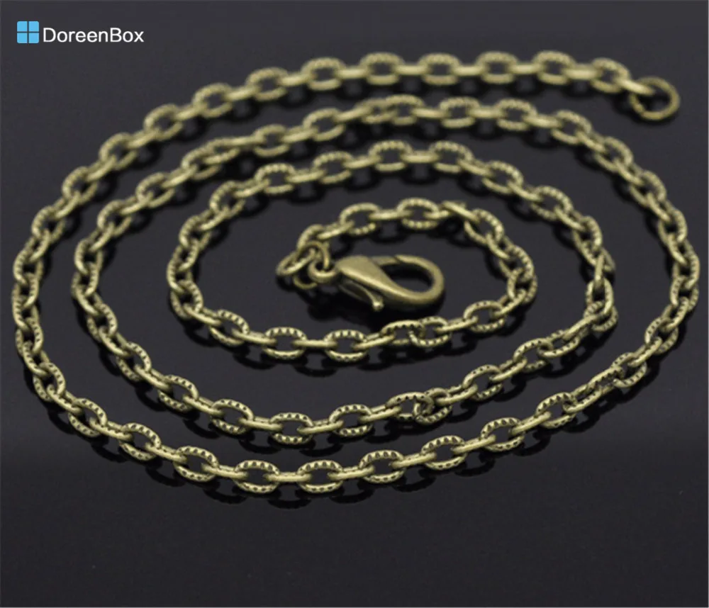 

Doreen Box hot- 12 Bronze Tone Textured Chain Necklace 0.8mm thick 24" (B14114)