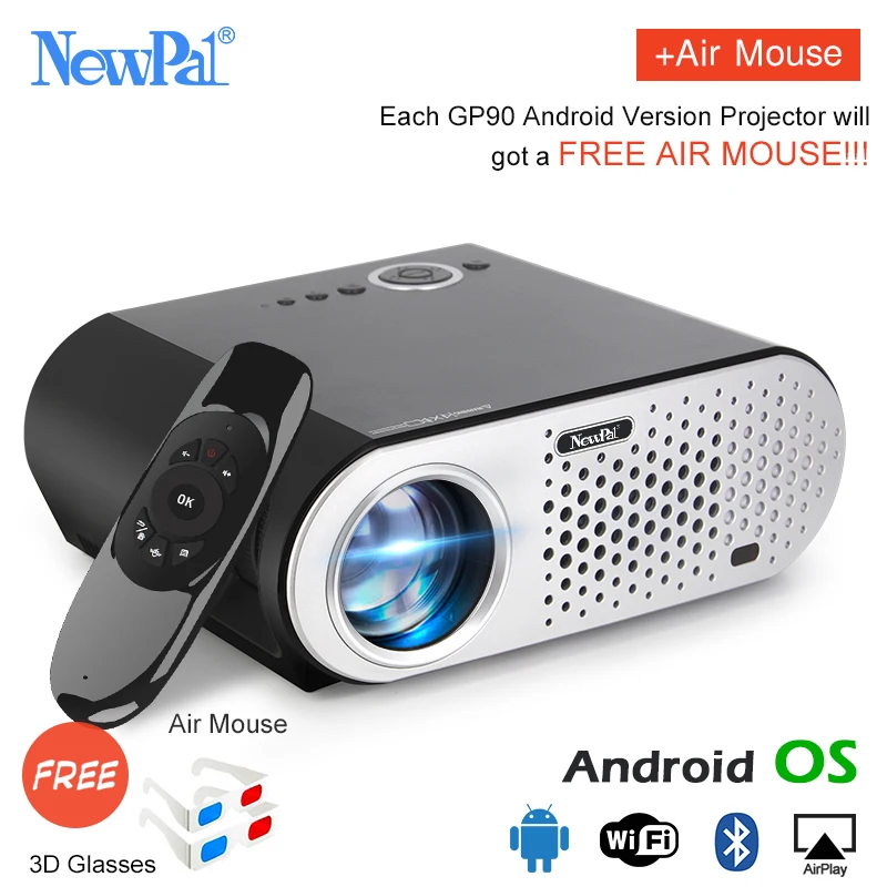 Newpal GP90 UP Mini Projector 3200Lumens Android WiFi Video Projecteur 1.2-5M Throwing Support Full HD 1080P HDMI/USB/AV/VGA Newpal GP90 UP Mini Projector 3200Lumens Android WiFi Video Projecteur 1.2-5M Throwing Support Full HD 1080P HDMI/USB/AV/VGA