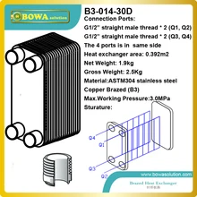 Plate heat exchanger Stainless Plate Wort Chiller – 30 plates Brewing Chiller, 1/2″male X 1/2″ male BSP straight Thread