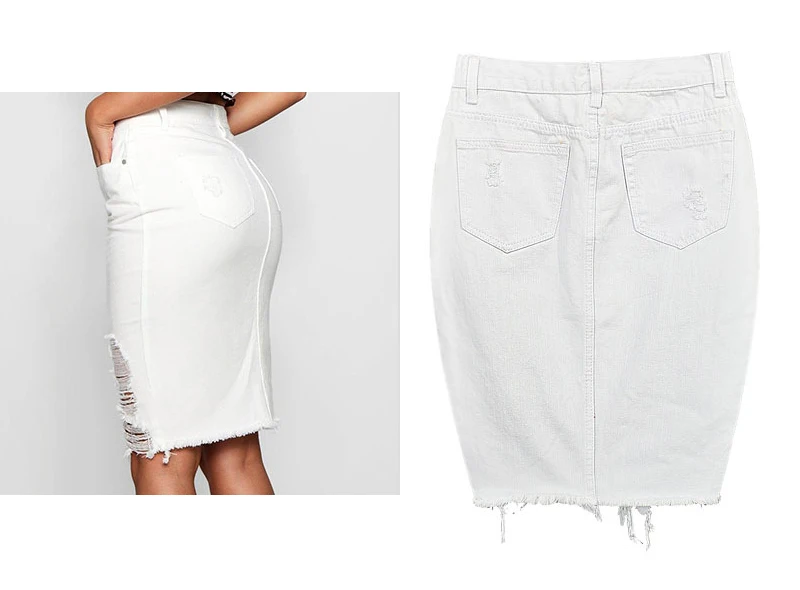 European and American women's high waist bag hip half body skirt irregular wear tassels pure white front slit sexy wild (7)