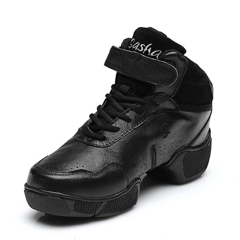 Женские и мужские туфли из натуральной кожи с мягкой подошвой, увеличивающие рост, современные туфли для джазовых танцев, кожаные высокие танцевальные туфли, размеры 34-43, wd027 - Цвет: black
