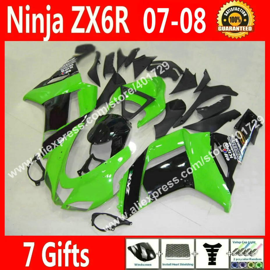 Brand new Fairings for Kawasaki ZX6R 2007 2008 Ninja 636 fairing kits 07 08 new light green black 7 gift JD38 Brand new Fairings for Kawasaki ZX6R 2007 2008 Ninja 636 fairing kits 07 08 new light green black 7 gift JD38