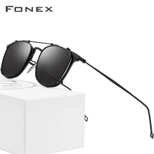 FONEX, оправа для очков из чистого титана, мужские поляризованные солнцезащитные очки на застежке, солнцезащитные очки по рецепту для женщин, квадратные оптические очки 503