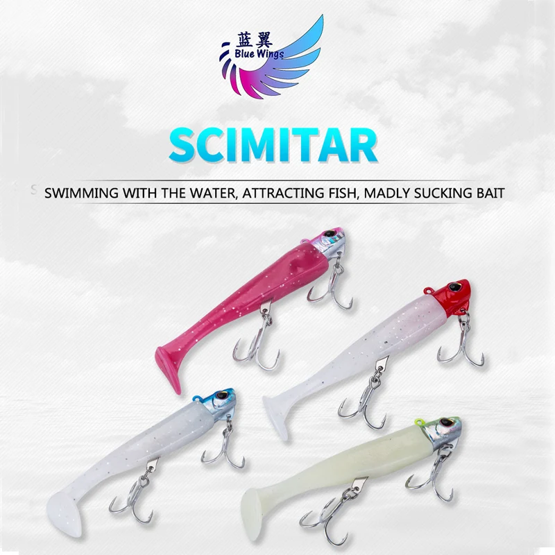 1 Pz Jig Head Soft Bait T Tail Artificiale Metal Bait Fishing Jig Sharp Knife Machete Soft T Tail Fishing Lure Per Hairtail