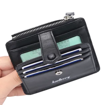 

Small Leather Card Holder Driver License Wallet Men Zip Money Coin Pocket Purse Male Brand Business ID Credit Card Holder Case