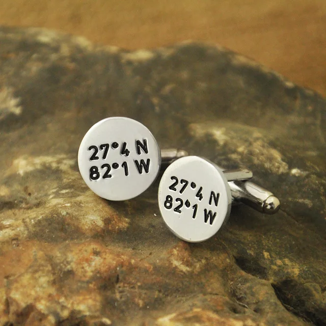 Personalized Cufflinks Wedding Cufflinks Custom Coordinates ... Personalized Cufflinks Wedding Cufflinks Custom Coordinates ...
