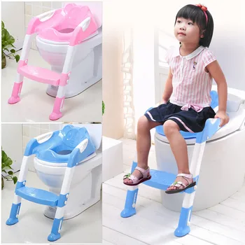 

Baby Toddler Potty Toilet Trainer Safety Seat Chair Step with Adjustable Ladder Infant Toilet Training Non-slip Folding Seat