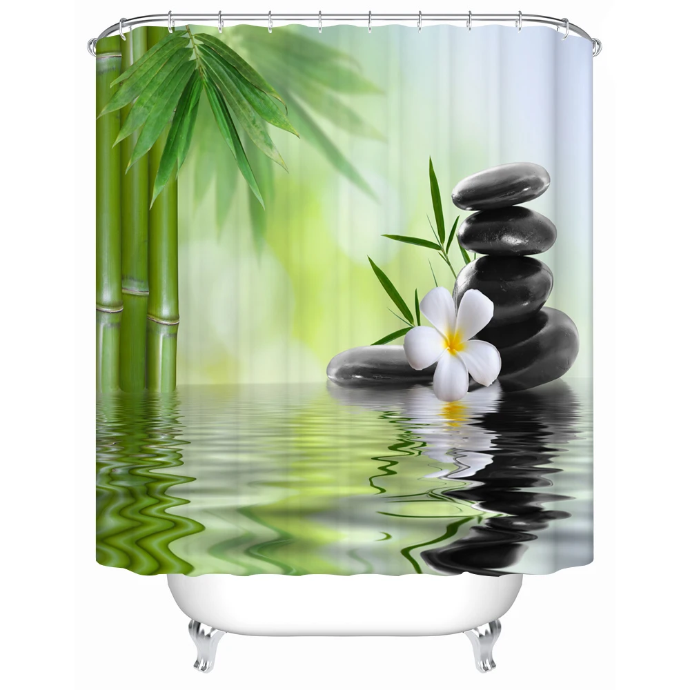 Занавеска для душа Stone Garden Zen 180x180 см фототкань из полиэстера спа аксессуары