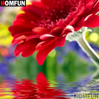 

HOMFUN Full Square/Round Drill 5D DIY Diamond Painting "Red flower" 3D Embroidery Cross Stitch 5D Home Decor A15954