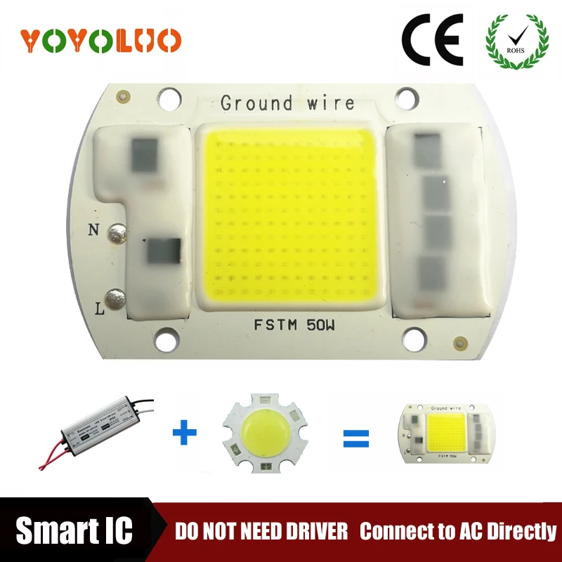 

[YOYOLUO] LED Lamp Chip COB 5W 20W 30W 50W 220V Input Smart IC Driver Fit For DIY Cold Warm White LED Spotlight Floodlight