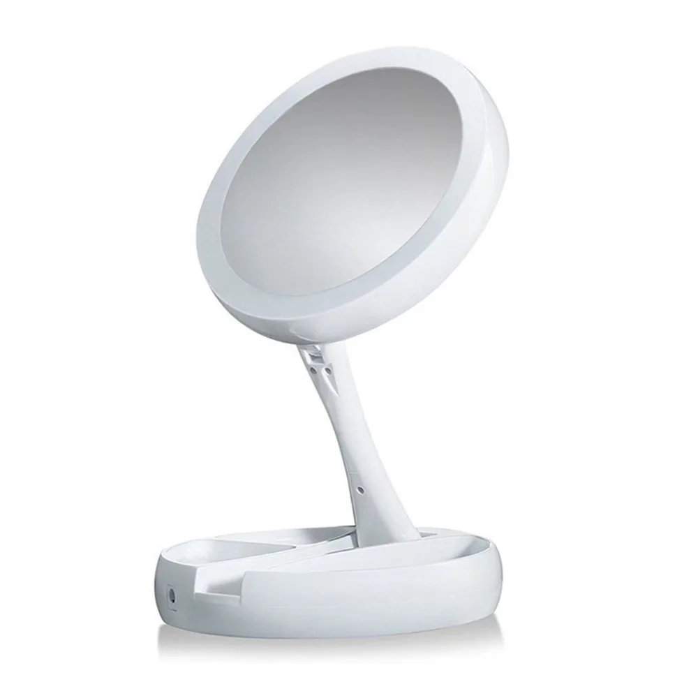 Double sided LED Makeup Mirror Double sided Rotation Folding USB