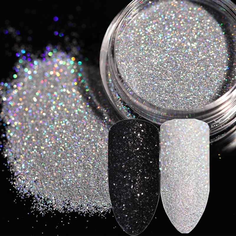 

2pcs Nail Glitter Powder Dust Shiny White Black Flakes Pigment Gel Nail Polish Sequins for Nail Art Decoration Manicure