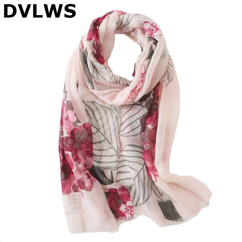 

High quality women fashion 2019 Foral Printed With Sequins Short Tassel Head Scarf and Shawl