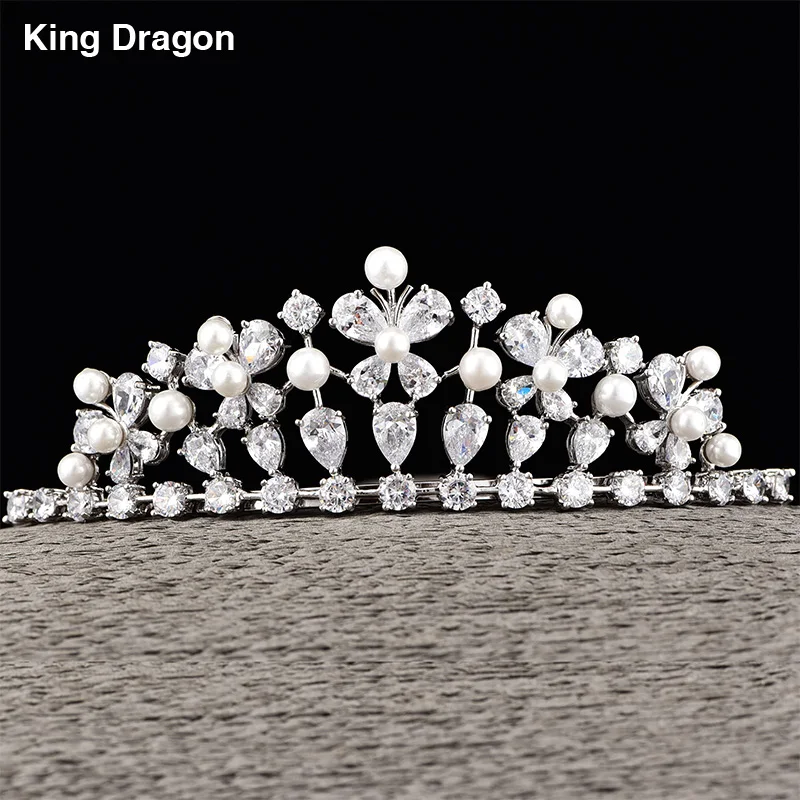 

Butterfly Flower Girl Cubic Zirconia Crown Bride Jewelry Girl's Hair Accessories Mariage Couronn Gift Box Packing CZC-2028