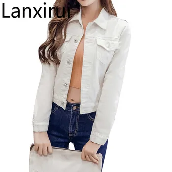 

Brand new Fashion Jeans Jacket Women Autumn Long Sleeve Stretch Short Casual Denim Jacket Coat 2xl Jaqueta Feminina