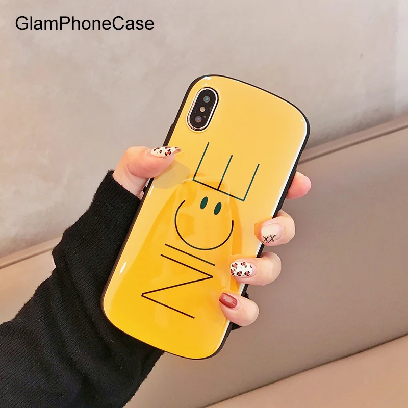 

GlamPhoneCase Blu-ray Smiley Face Phone Case For iPhone XS Max XR XS 8 8plus 7 7plus 6S 6Splus 6 6plus Letter Soft Back Cover