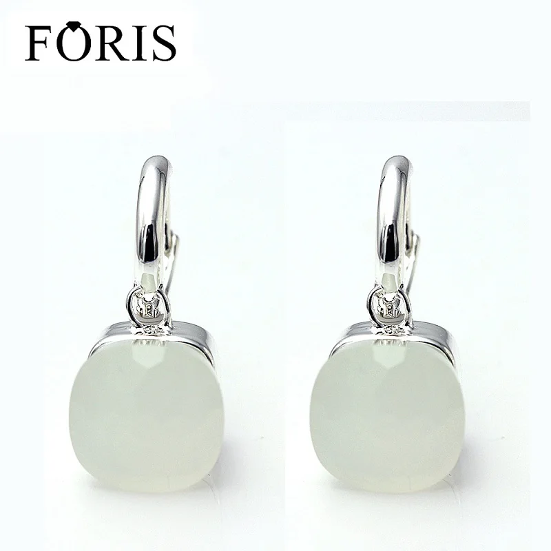 FORIS 18 цветов Роскошные ювелирные изделия Модные большие серебряные серьги с кристаллами для женщин подарок хорошее ювелирное изделие PE030 - Окраска металла: P020  Without logo