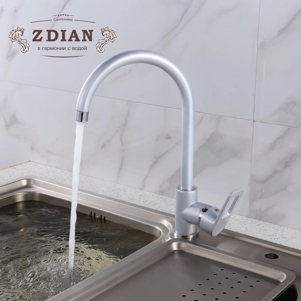 

Pearl silver Kitchen Faucet Single Handle 360 Degree Swivel Spout sink faucets Bathroom Basin Faucet Hot Cold Water Mixer tap