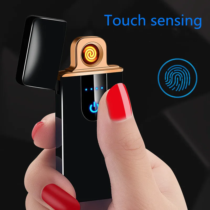 

New Touch Induction USB Lighter Windproof Flameless Rechargeable Electronic Cigarette Lighter Smoking Accessories Gift