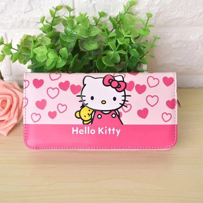 Милый мультфильм hello kitty известный бренд дизайнерский кошелек женские кожаные кошельки для девочек клатч кошелек дамские вечерние кошелек держатель для карт - Цвет: 18cm