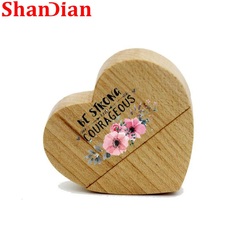 SHANDIAN (более 1 шт. бесплатный логотип) деревянная Usb флеш карта памяти с сердцем