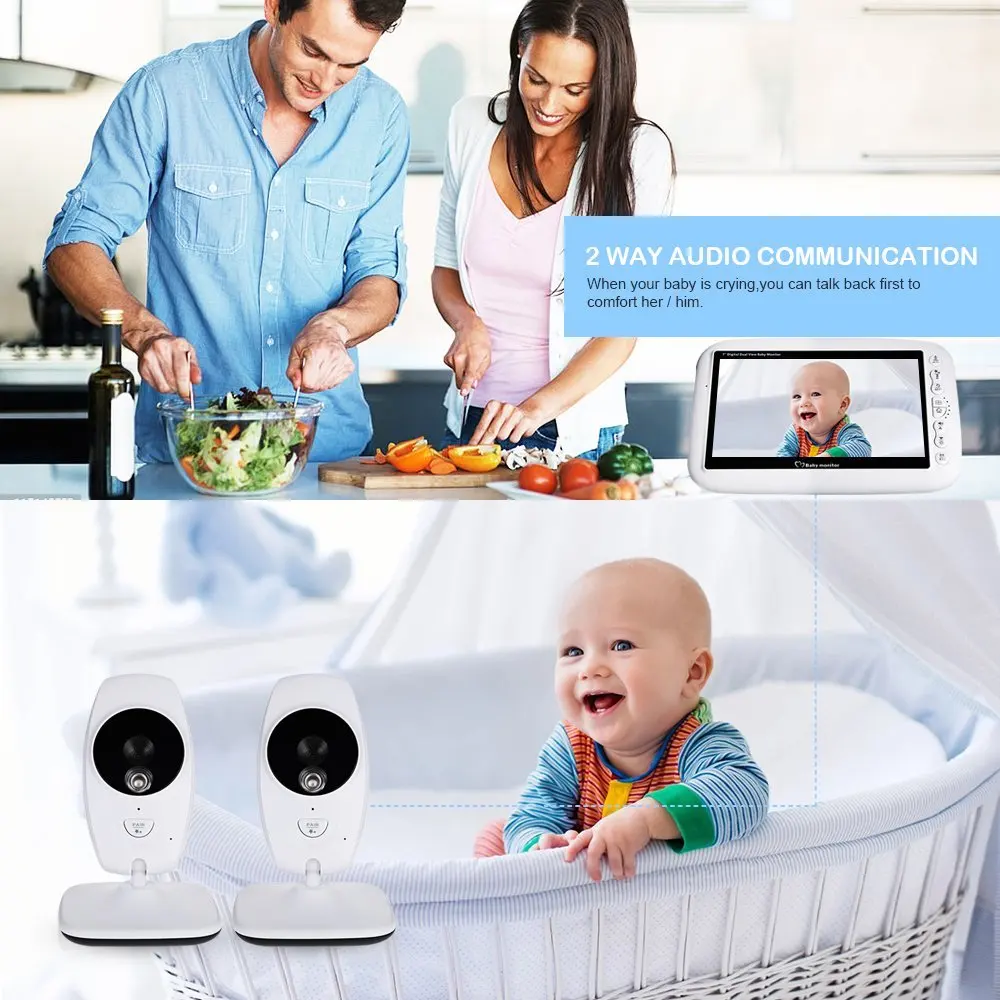 720P babyfoon met camera baba eletronica vigila bebes 7,0 дюймов ЖК ИК ночной Светильник видеодомофон колыбельные температурный монитор