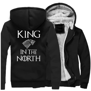 

King In The North Game Of Thrones Couple Hoodies TV Show House Stark Men Sweatshirt Winter Raglan Thick Coat Warm Fleece Jacket