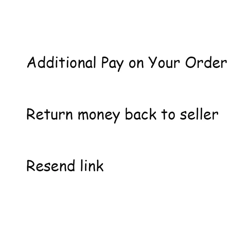 

Additional Pay on Your Order/Return Money Back To Seller/Resend Link Online