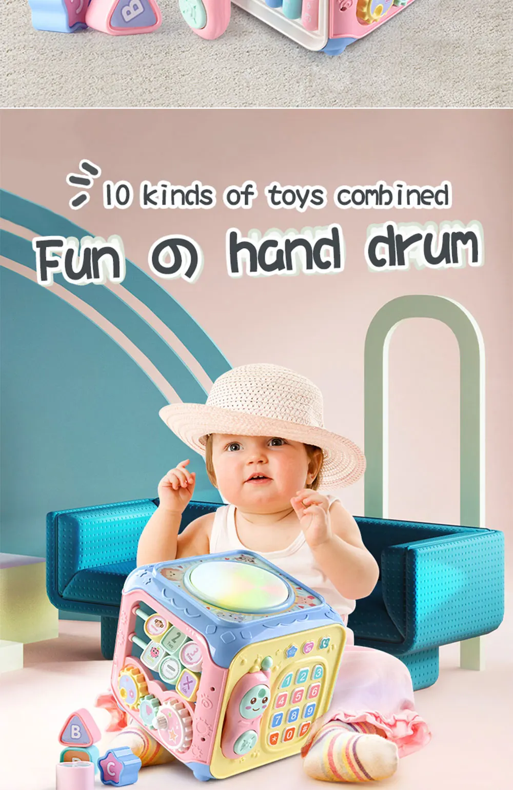 Многофункциональные Музыкальные Игрушки для девочек, Музыкальная Коробка для малышей, электронные игрушки, часы-шестерни, геометрические блоки, сортировка, развивающие игрушки