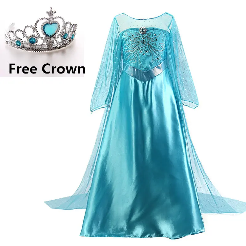 Лидер продаж Платья принцессы для девочек+ Корона Девушка Косплэй Детский костюм для вечеринок детская одежда, платья для детей вечернее платье