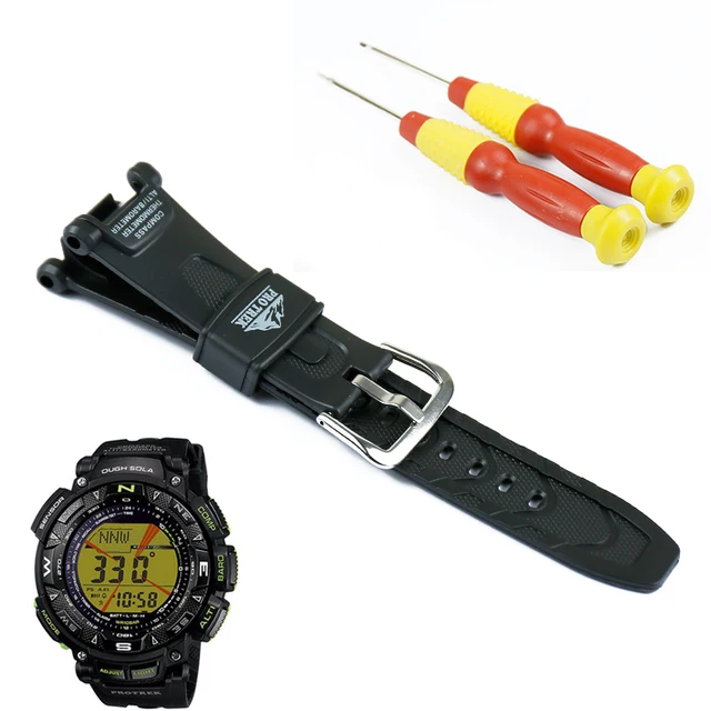 US $23.19 Pin buckle black resin strap men for Casio outdoor sports hiking waterproof watch with PRG-240 PRG-