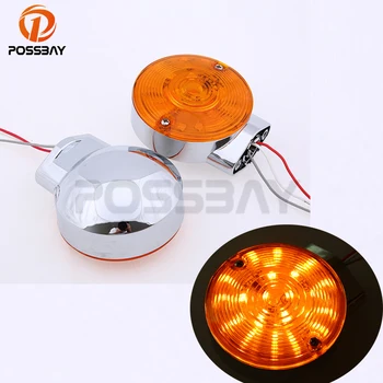 

POSSBAY Aluminum Motorcycle Turn Signal Indicators Lights Blinkers Fit For Harley Street Glide Amber Cafe Racer Front Lights
