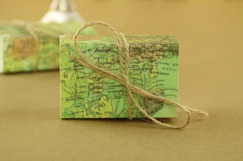 

500pcs Novelty World Map Gift Box for Christmas Decorations Kraft Paper Candy Boxes for Guests Wedding Favors Gift Packaging Bag